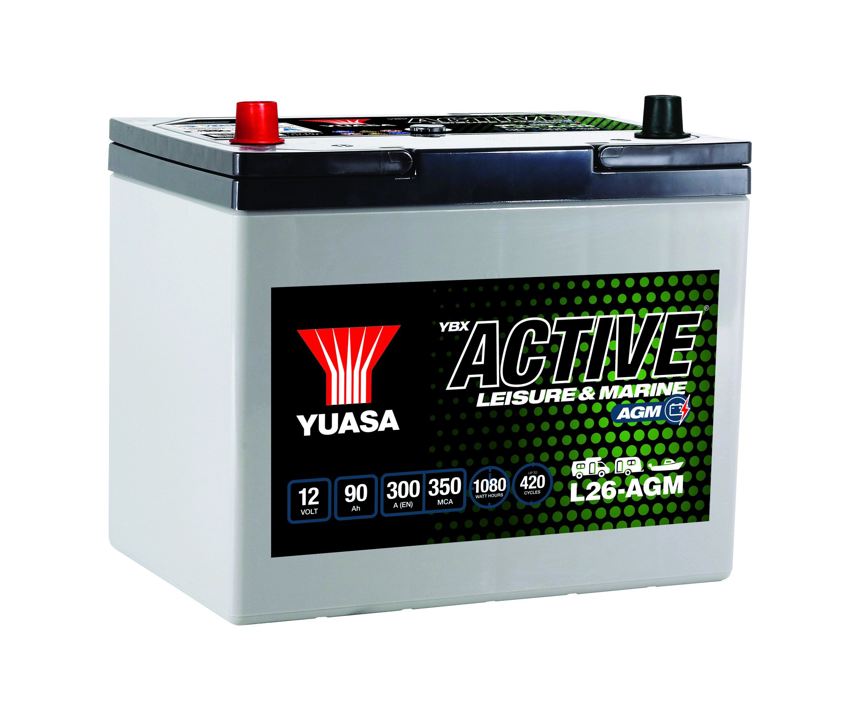 L26-Agm Yuasa Active Leisure Agm Battery 12V 90Ah 300A