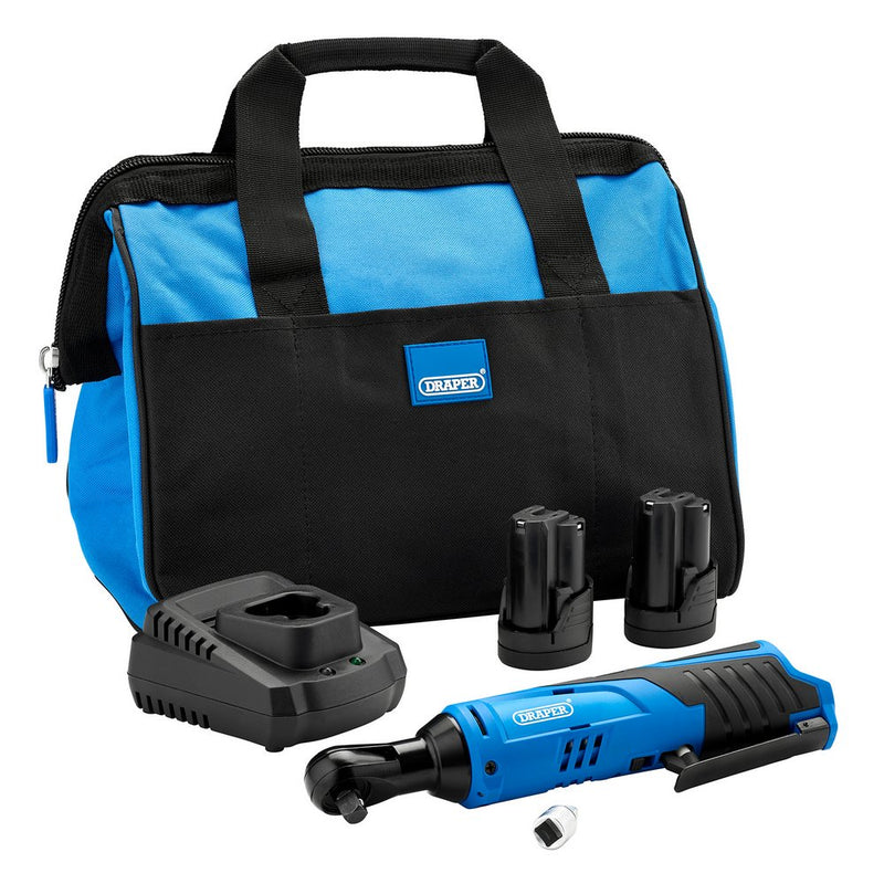 Draper 12V Ratchet Kit, 2 x 1.5Ah Batteries, 1 x Fast Charger, 1 x Tool bag