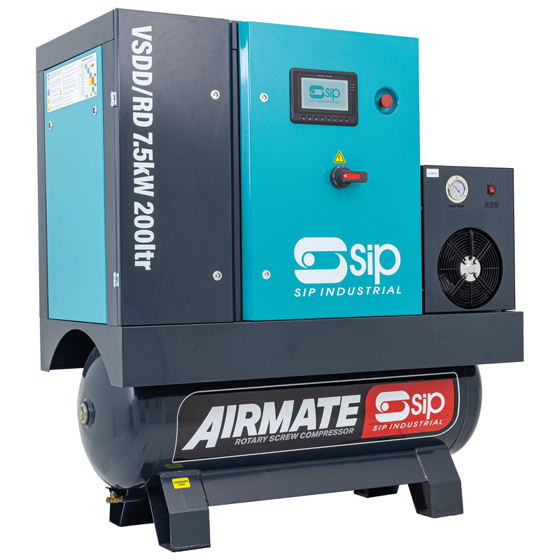 SIP VSDD/RD 7.5kW 10bar 200ltr 400v Rotary Screw Compressor with Dryer