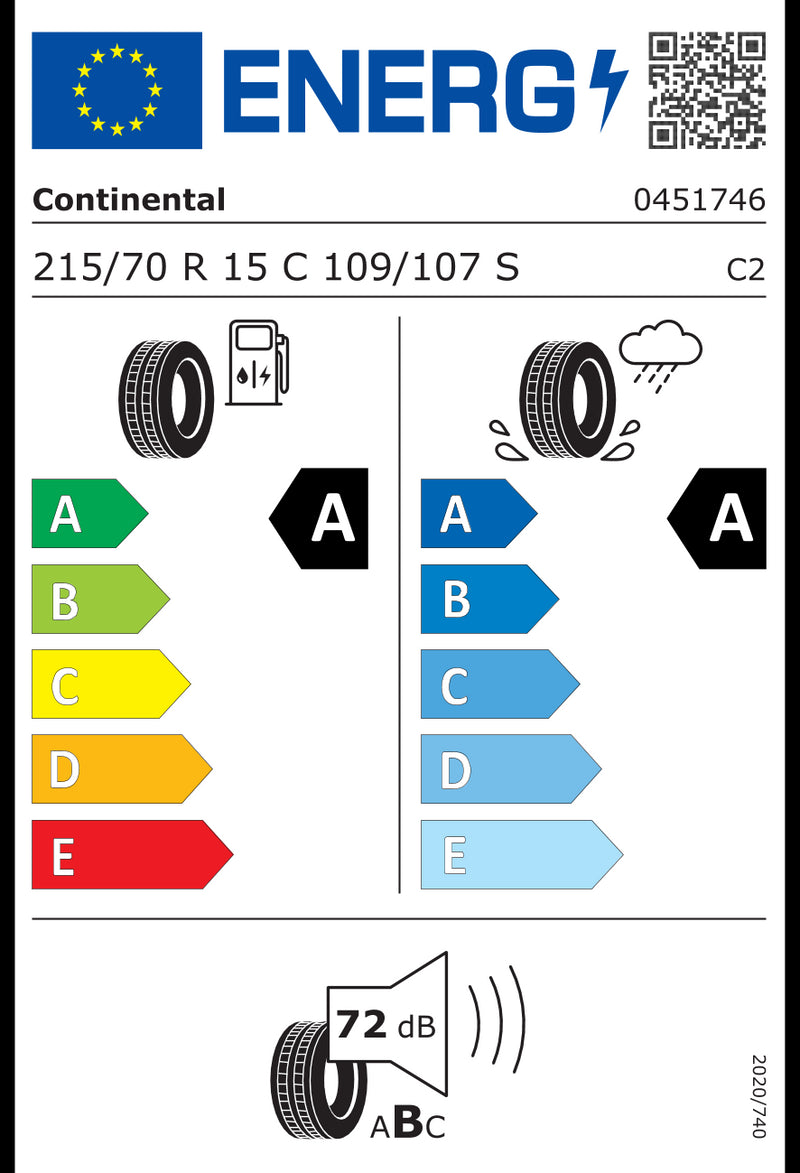 Continental 215 70 15 Van Contact Eco 109/107S 8PR