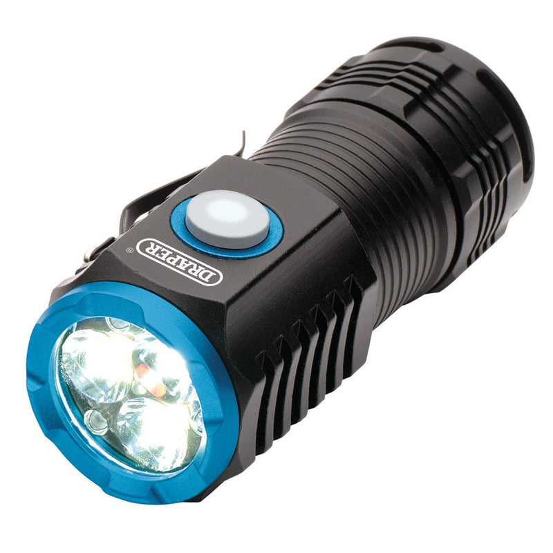 Draper LED Rechargeable Pocket Torch, 3 x 8W, 1800 Lumens, USB-C Cable Supplied