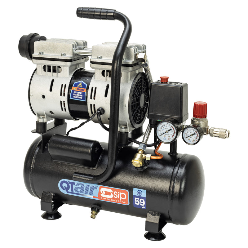 SIP QT AIR DD 0.75hp 6ltr Ultra Low Noise Oil-Free Direct Drive Compressor