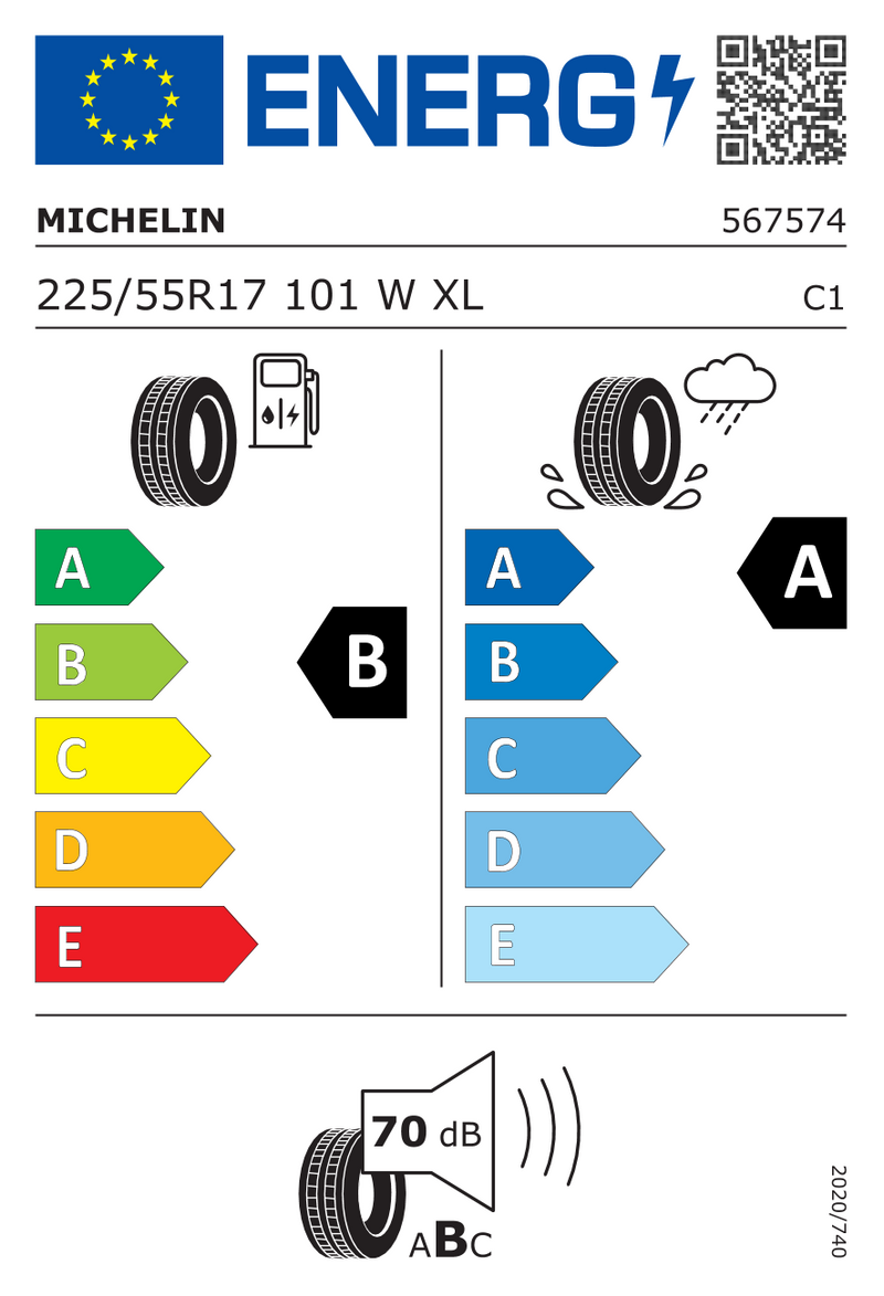 Michelin 225 55 17 Primacy 4+ 101W XL