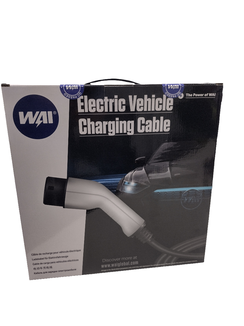 WAI EV Charging Cable, IP55 5 meter - 13AMP Type 2 Female to UK Plug