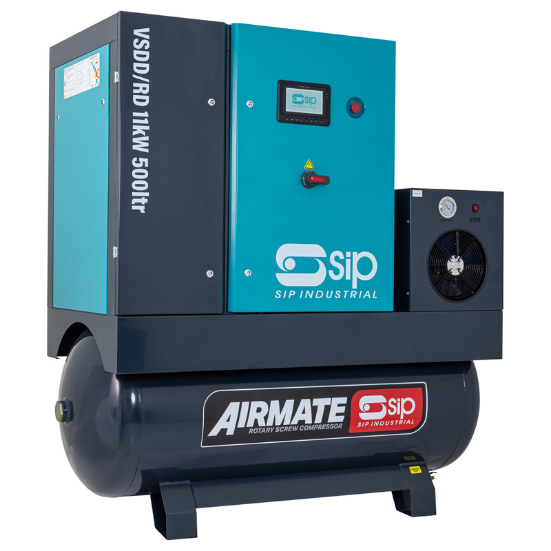 SIP VSDD/RDF 11kW 10bar 500ltr 400v Rotary Screw Compressor with Dryer & Filter