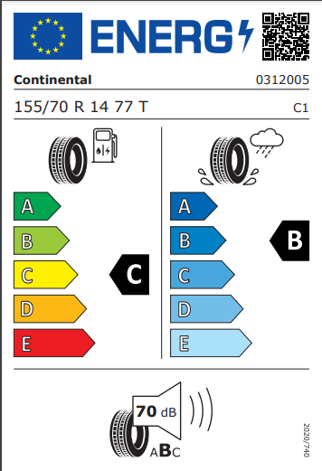 Continental 155 70 14 77T Eco Contact 6 tyre