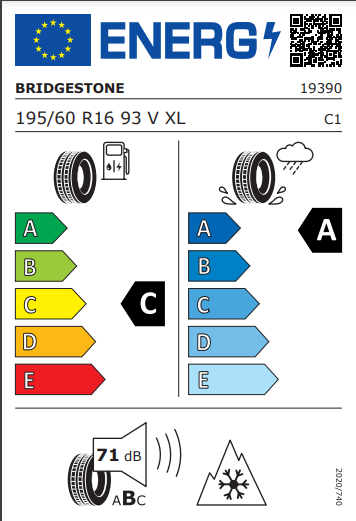 Bridgestone 195 60 16 93V A005 Weather Control Evo tyre