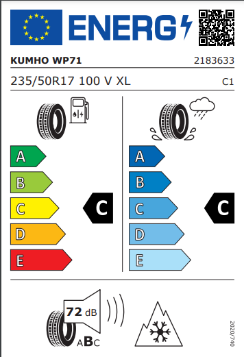 Kumho 235 50 17 100V WinterCraft WP71 tyre