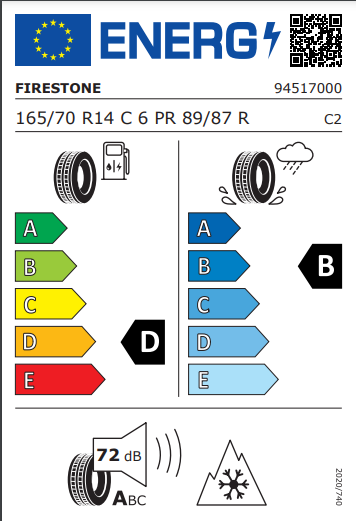 Firestone 165 70 14 89R VanHawk 2 Winter tyre