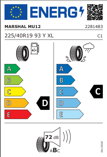 Marshal 225 40 19 93Y MU12 tyre