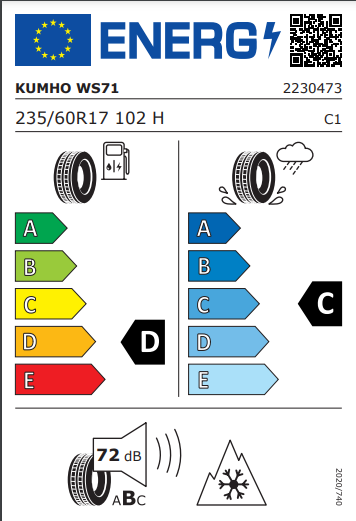 Kumho 235 60 17 102H WinterCraft WS71 SUV tyre