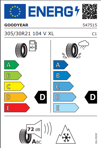 Goodyear 305 30 21 104V UltraGrip Performance G1 tyre