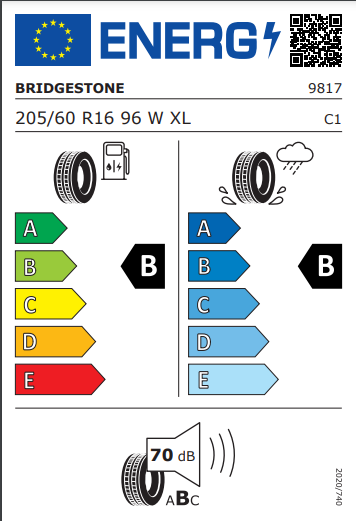 Bridgestone 205 60 16 96W Turanza T005 tyre