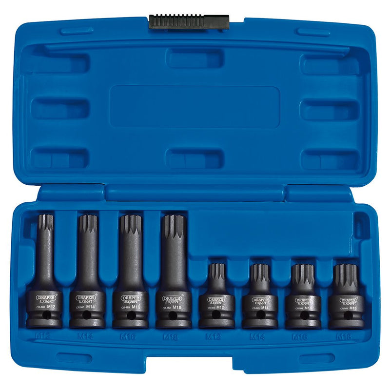 Tamper Proof Impact Spline Set - 1/2" Sq. Dr. (8 Piece)