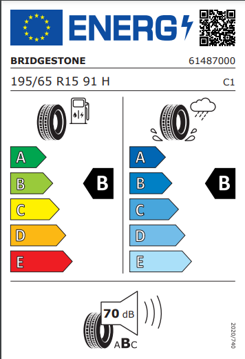 Bridgestone 195 65 15 91H Ecopia EP150 tyre