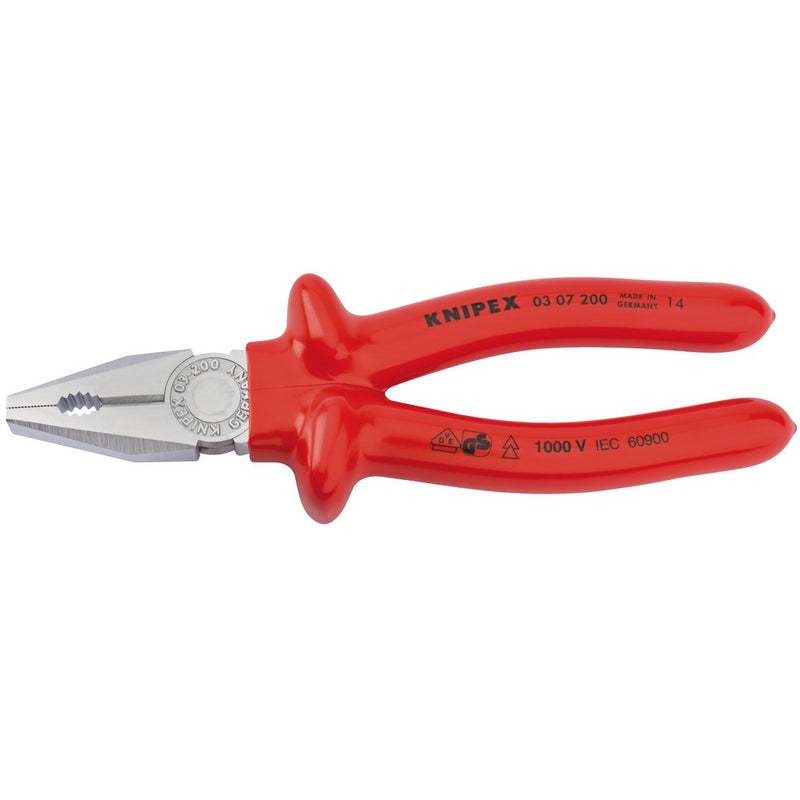 Knipex 03 07 200 Fully Insulated S Range Combination Pliers, 200mm