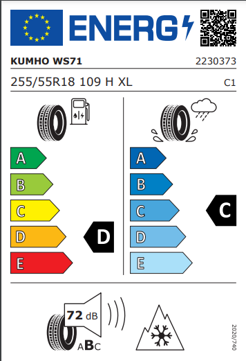 Kumho 255 55 18 109H WinterCraft WS71 SUV tyre