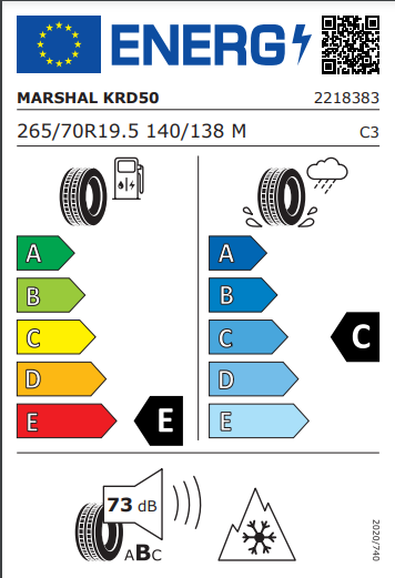 Marshal 265 70 19 140M RD50 tyre