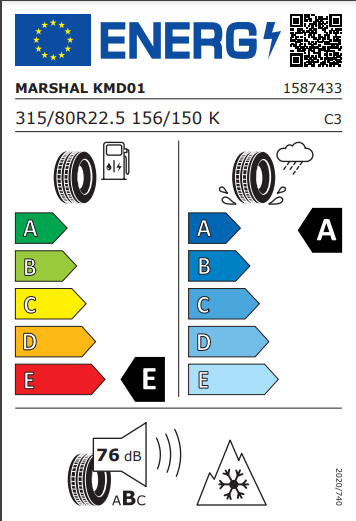 Marshal 315 80 22 156K KMD01 Mixtrack tyre