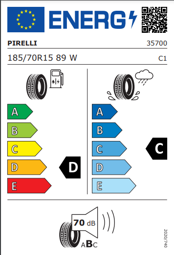 Pirelli 185 70 15 89W Powergy P6000 tyre