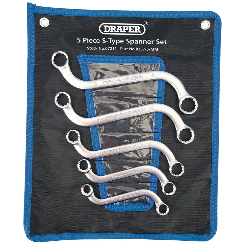 S Type (Obstruction) Ring Spanner Set (5 Piece)