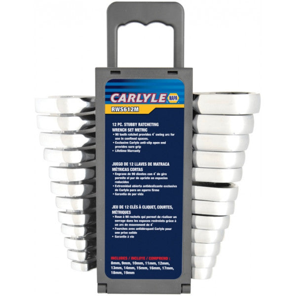 Carlyle Hand Tools - Carlyle Metric Stubby Ratcheting Wrench Set (12 Pieces)