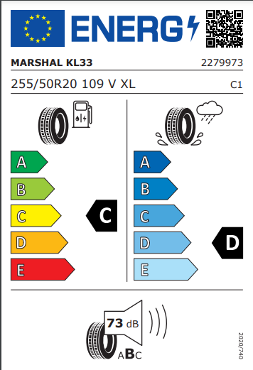 Marshal 255 50 20 109V KL33 tyre