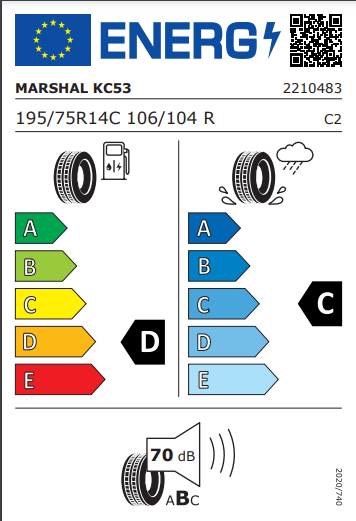 Marshal 195 75 14 106R KC53 tyre