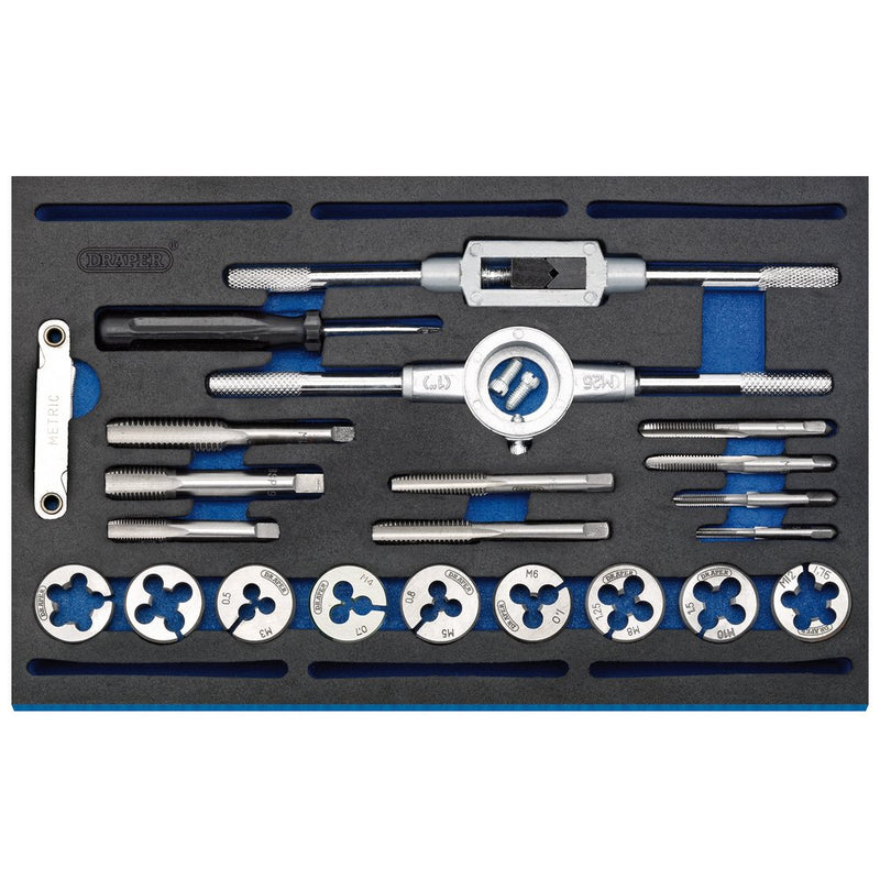 Combination Tap and Die Set - Metric and BSP in EVA Foam Insert Tray (22 Piece)