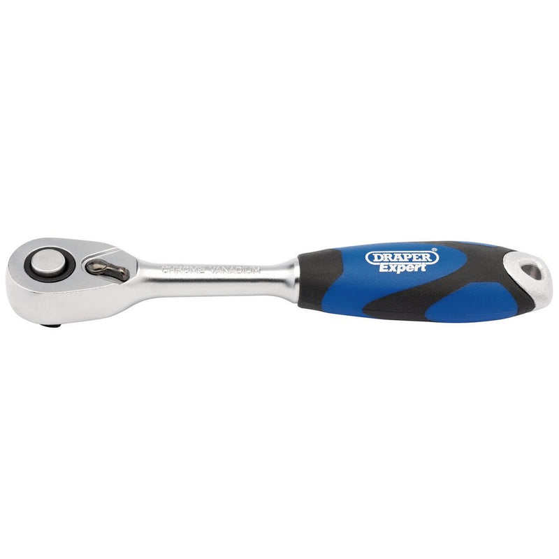 Soft Grip Reversible Ratchet, 1/4" Sq Dr, 72 Tooth