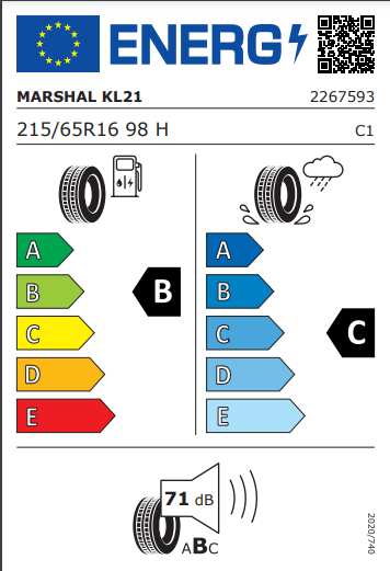 Marshal 215 65 16 98H KL21 tyre