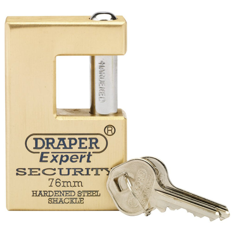 Expert Close Shackle Solid Brass Padlock with Hardened Steel Shackle 2 Keys 76mm