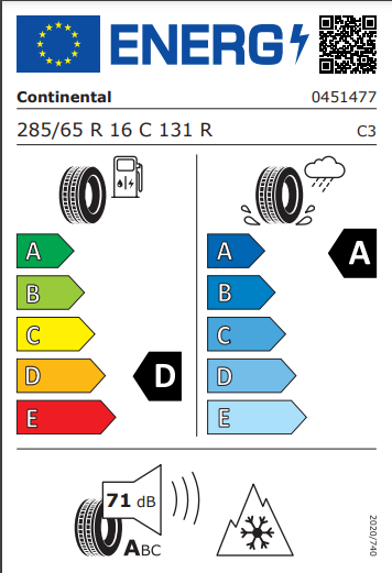 Continental 285 65 16 131R Van Contact 4 Season tyre