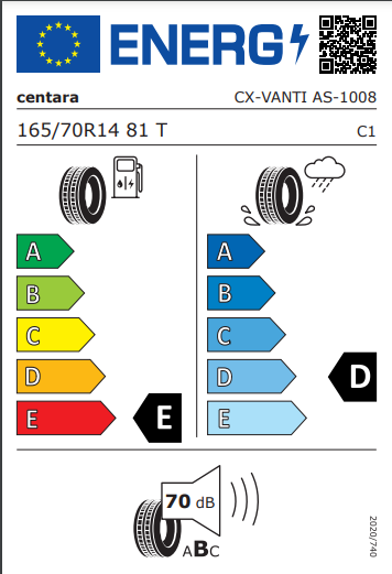 Centara 165 70 14 81T Vanti All Season tyre