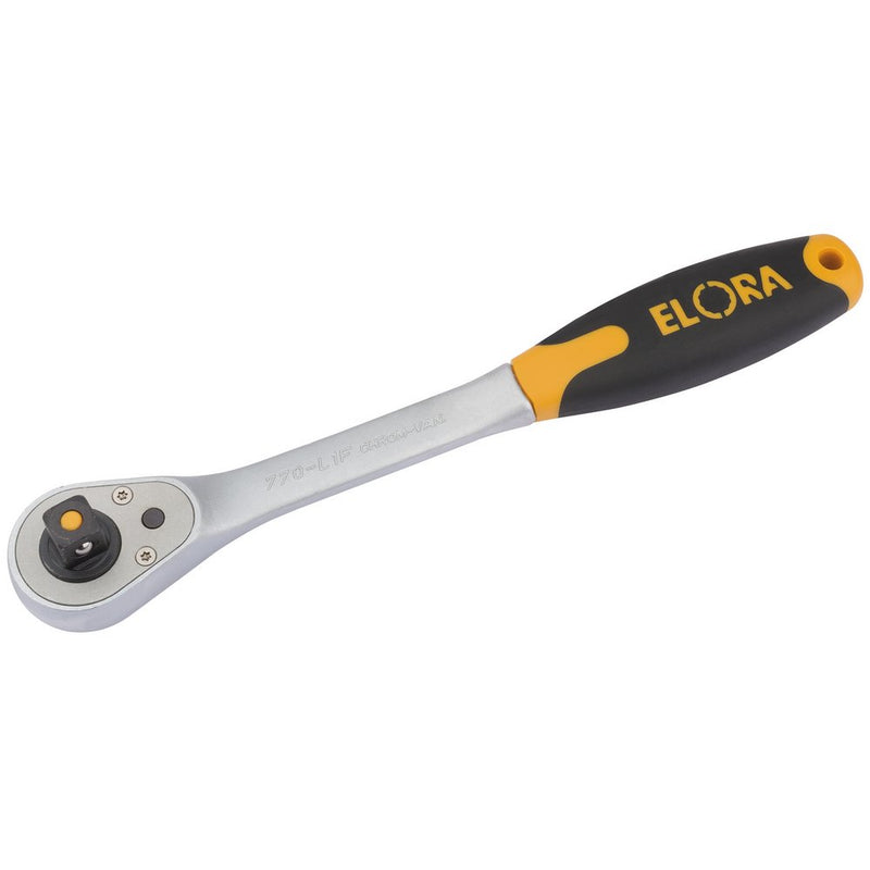 Elora Quick Release Soft Grip Reversible Ratchet, 1/2" Sq Dr, 270mm