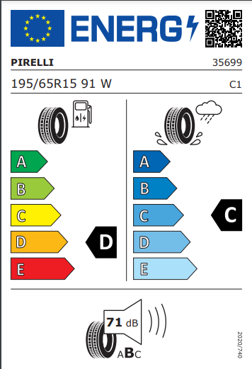 Pirelli 195 65 15 91W Powergy P6000 tyre