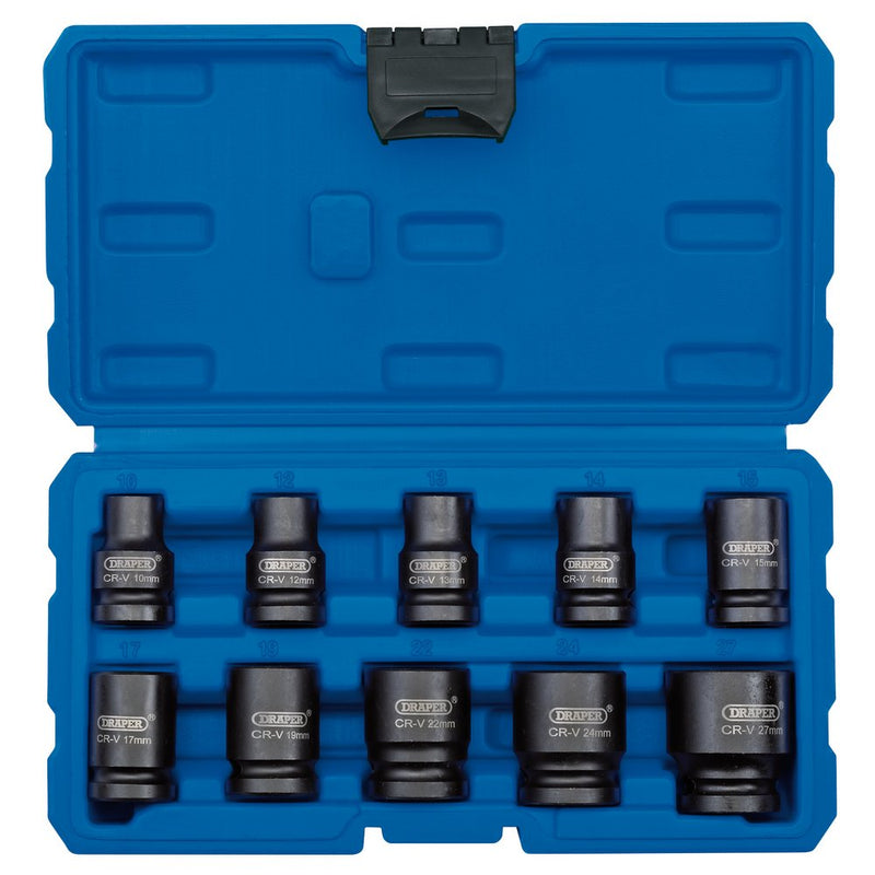 Metric Impact Socket Set, 1/2" Sq Dr (10 Piece)