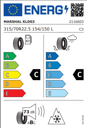 Marshal 315 70 22 154L LD03 tyre