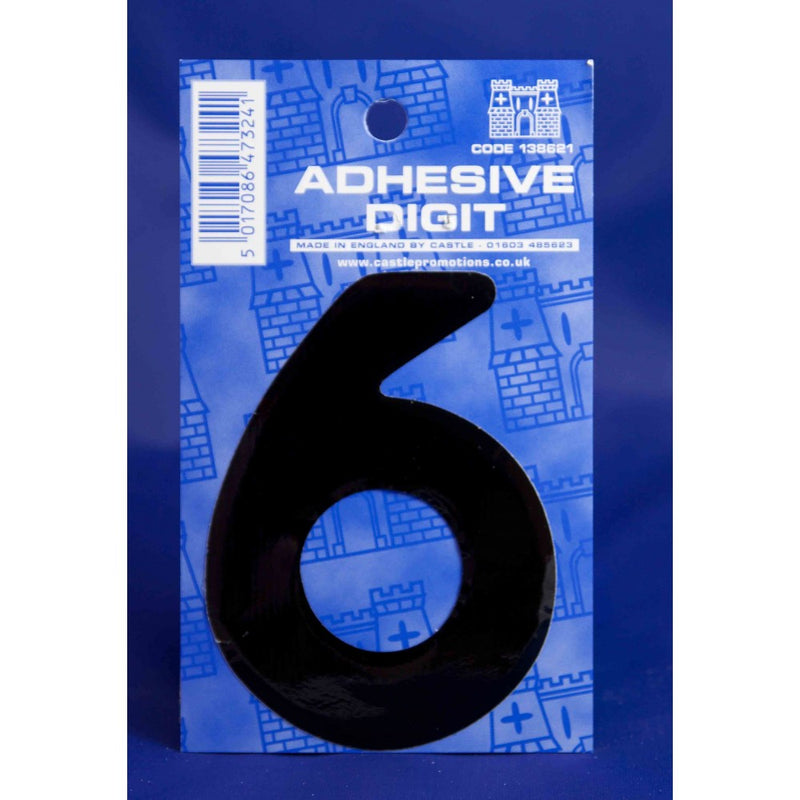 Castle B6 6 Self Adhesive Digits Blk 3inc