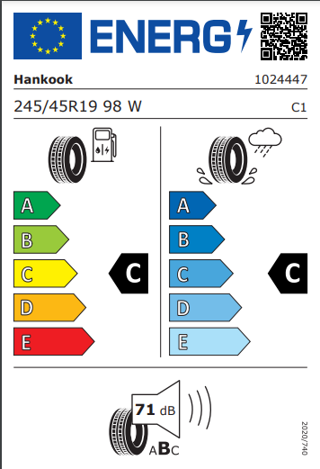 Hankook 245 45 19 98W Ventus S1 Evo 2 SUV (K117A) tyre