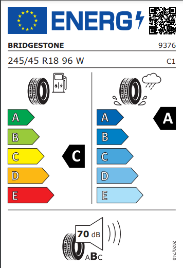 Bridgestone 245 45 18 96W Turanza T005 tyre