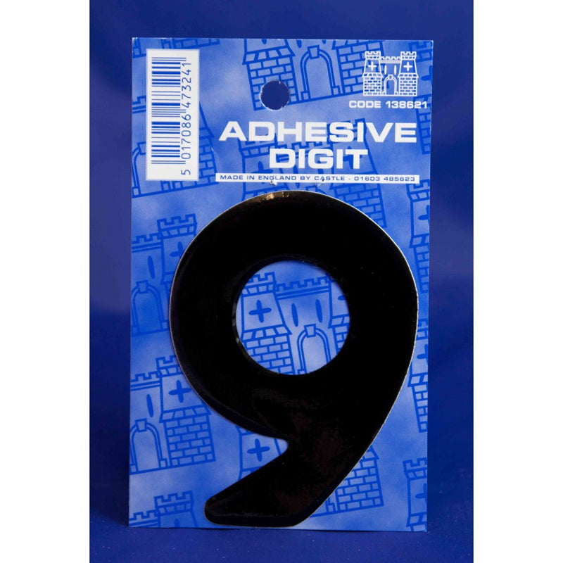 Castle B9 9 Self Adhesive Digits Blk 3inc